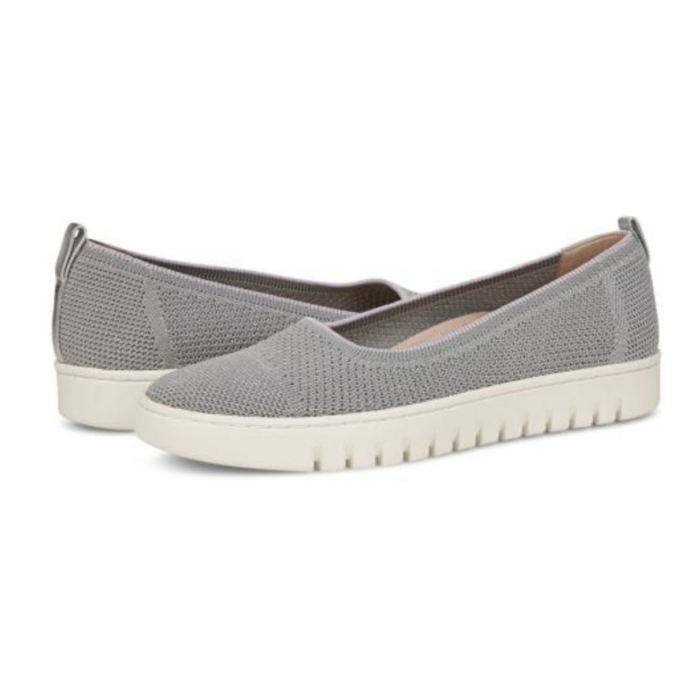 Vionic Silver and Gray Flats with Breathable Upper and Flexible Sole